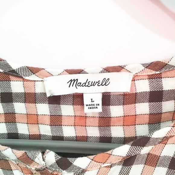 Madewell Meadow Plaid Check High Low Shirt Large - Picture 3 of 4